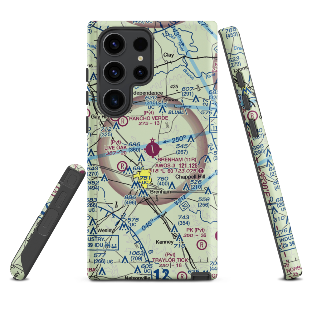 Brenham Municipal Airport (11R) VFR Sectional Samsung Phone Case Samsung Galaxy S23 Ultra model shown