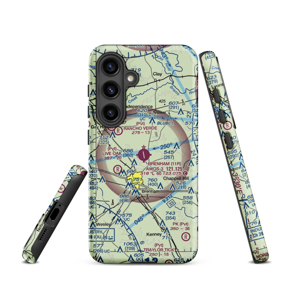 Brenham Municipal Airport (11R) VFR Sectional Samsung Phone Case Samsung Galaxy S24 model shown