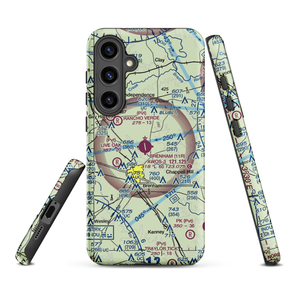 Brenham Municipal Airport (11R) VFR Sectional Samsung Phone Case Samsung Galaxy S24 Plus model shown