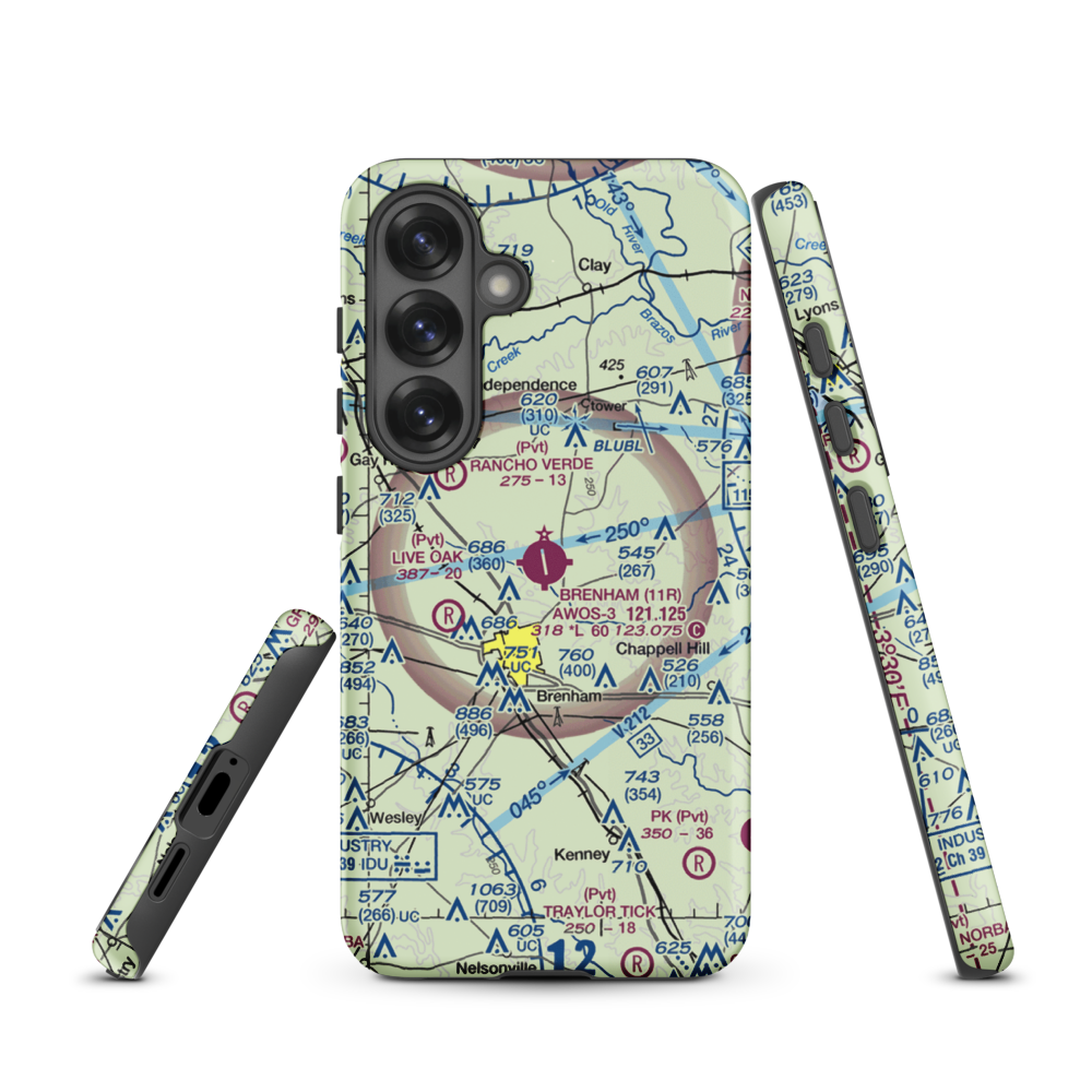 Brenham Municipal Airport (11R) VFR Sectional Samsung Phone Case Samsung Galaxy S25 model shown