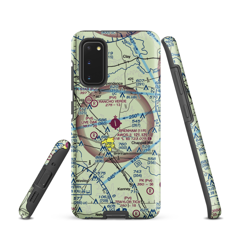 Brenham Municipal Airport (11R) VFR Sectional Samsung Phone Case Samsung Galaxy S20 model shown