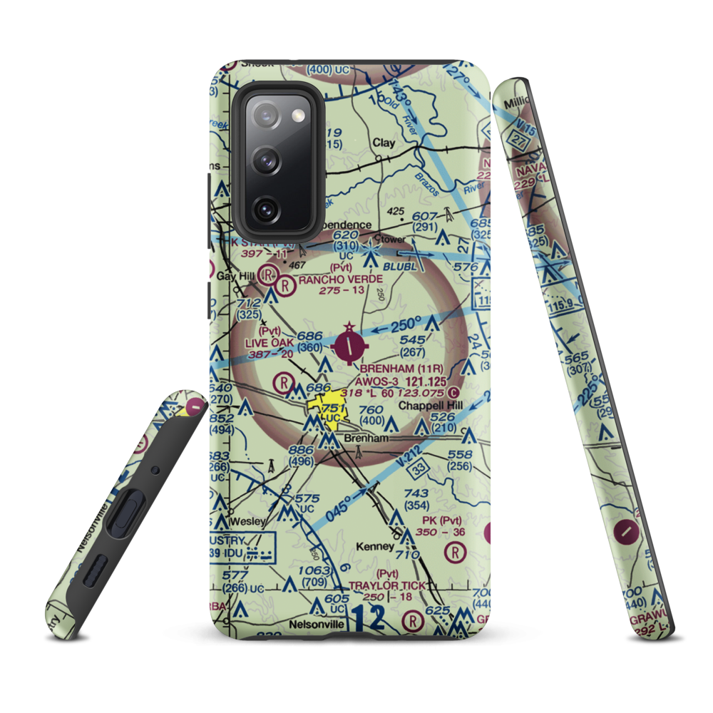 Brenham Municipal Airport (11R) VFR Sectional Samsung Phone Case Samsung Galaxy S20 FE model shown