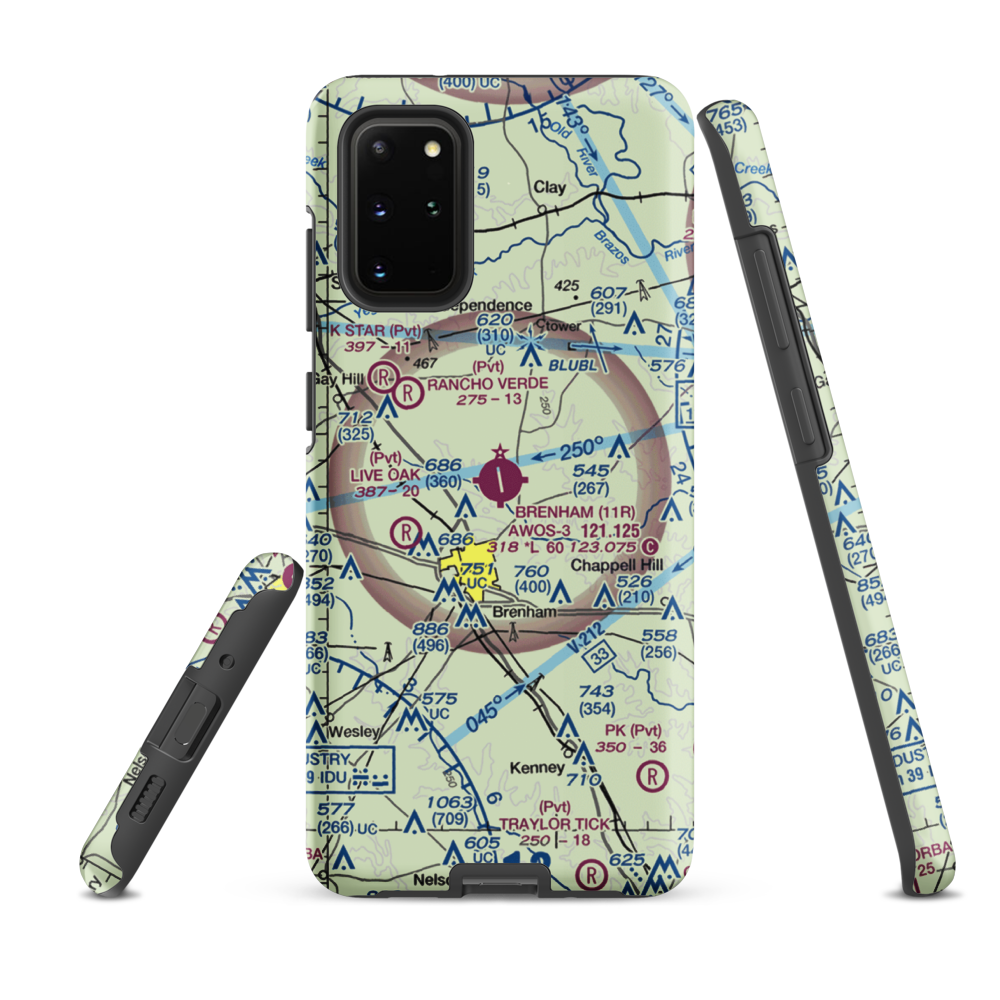 Brenham Municipal Airport (11R) VFR Sectional Samsung Phone Case Samsung Galaxy S20 Plus model shown