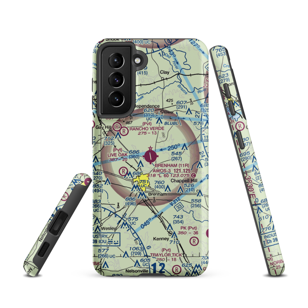 Brenham Municipal Airport (11R) VFR Sectional Samsung Phone Case Samsung Galaxy S21 model shown