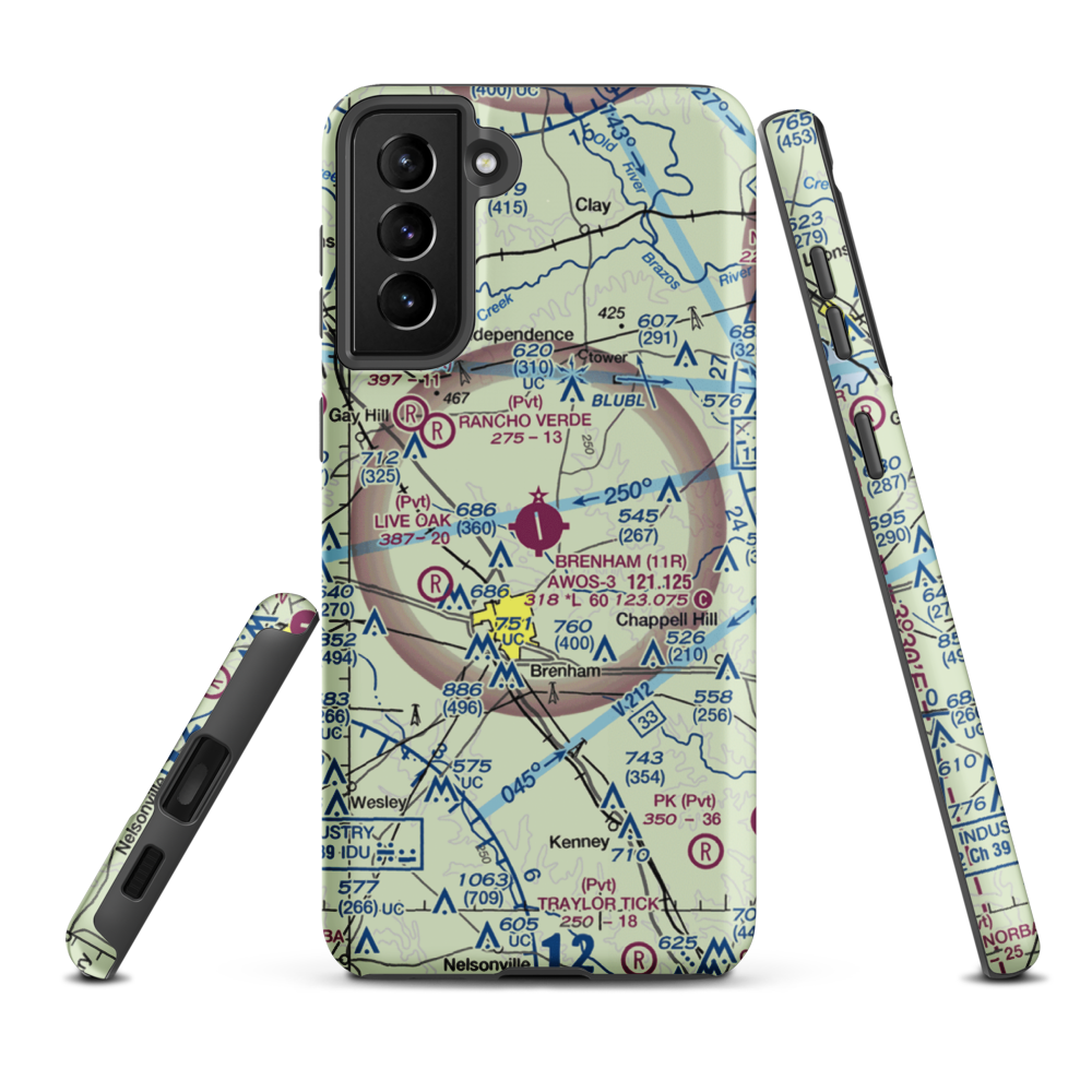 Brenham Municipal Airport (11R) VFR Sectional Samsung Phone Case Samsung Galaxy S21 FE model shown