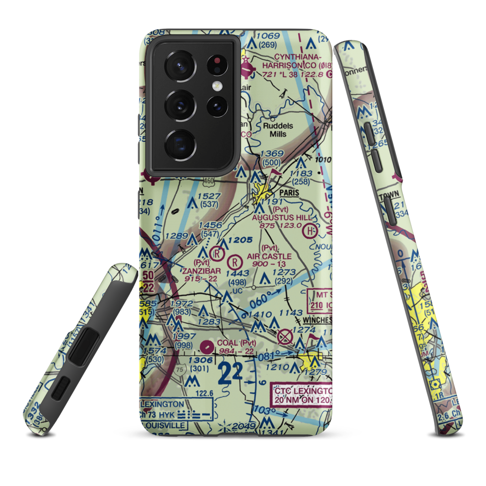 Brennan Farm Airport (15KY) VFR Sectional Samsung Phone Case Samsung Galaxy S21 Plus model shown
