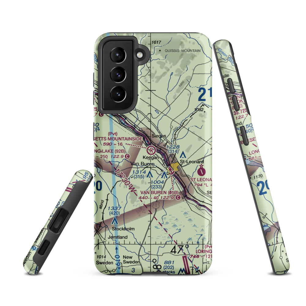 Bresett'S Mountainside Airport (17ME) VFR Sectional Samsung Phone Case Samsung Galaxy S21 FE model shown