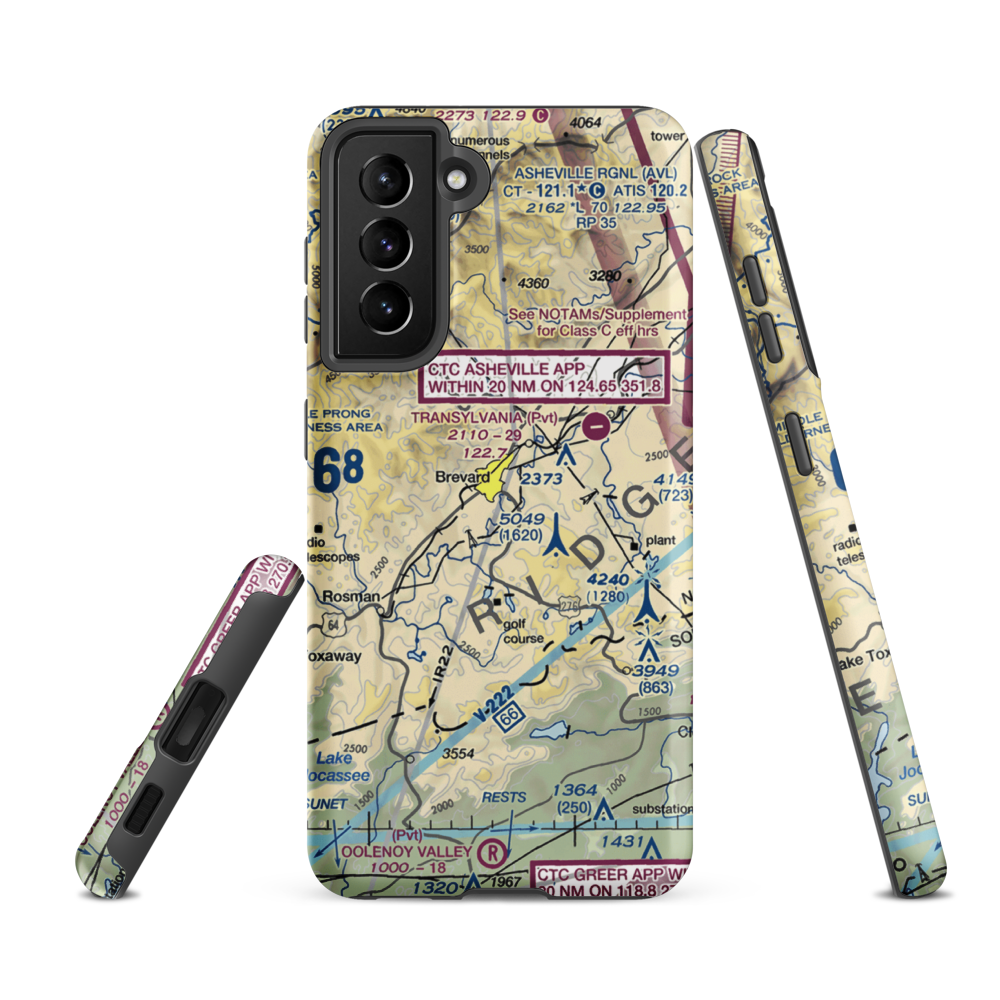 Brevard Airport (NC16) VFR Sectional Samsung Phone Case Samsung Galaxy S21 FE model shown
