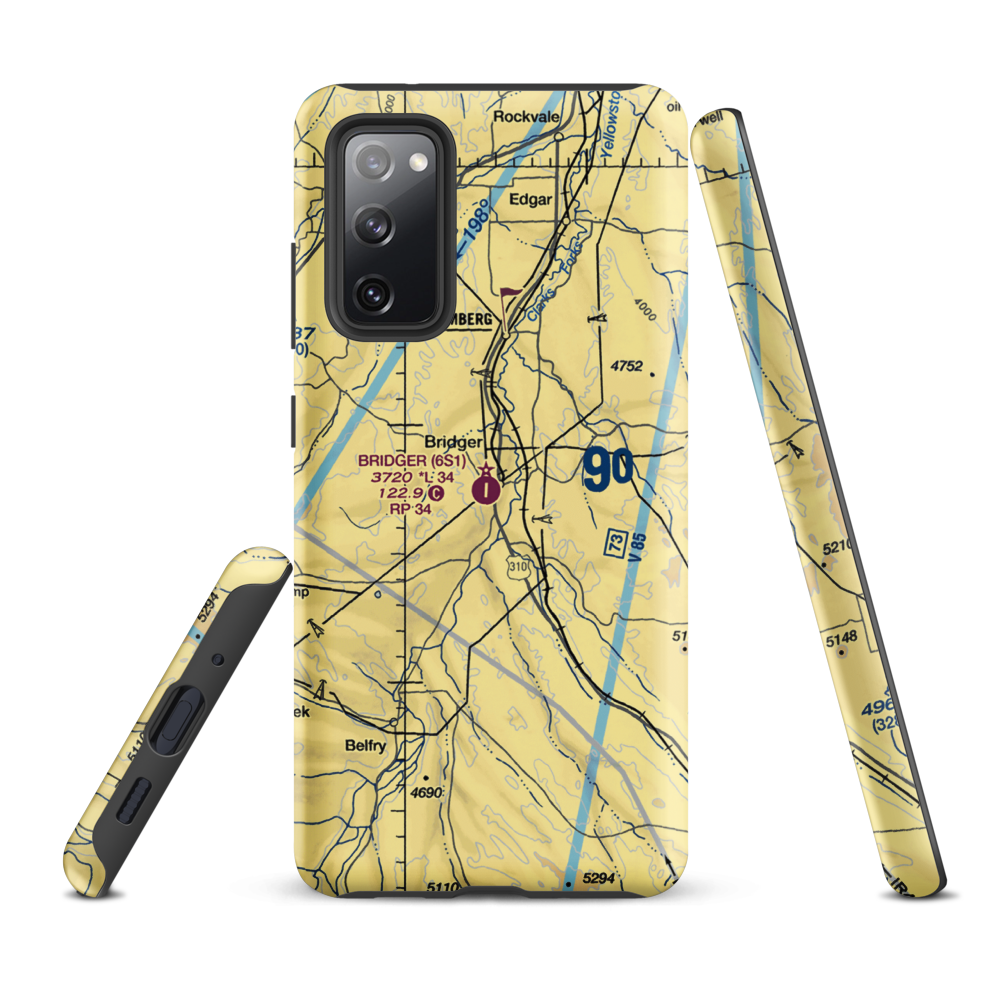 Bridger Municipal Airport (6S1) VFR Sectional Samsung Phone Case Samsung Galaxy S20 FE model shown