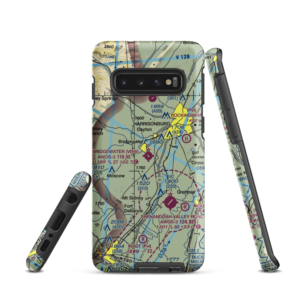 Bridgewater Air Park (VBW) VFR Sectional Samsung Phone Case Samsung Galaxy S10 model shown