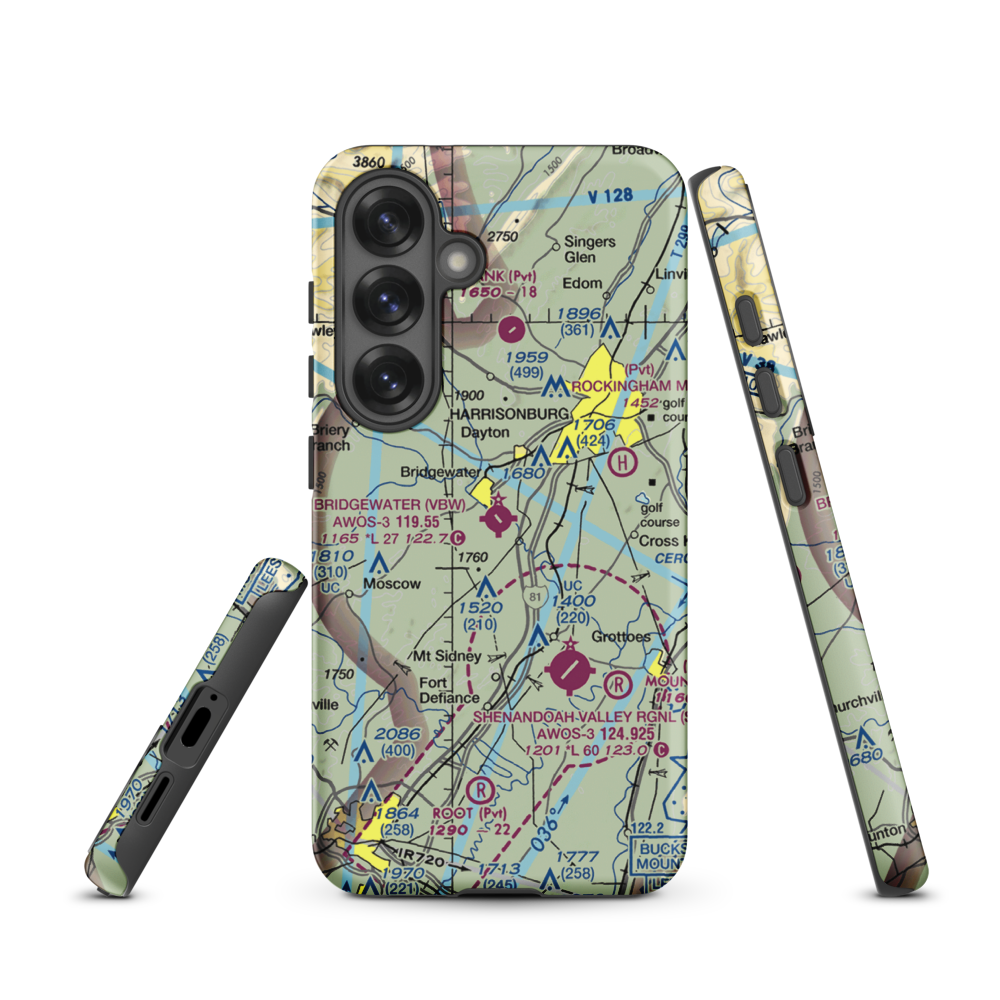 Bridgewater Air Park (VBW) VFR Sectional Samsung Phone Case Samsung Galaxy S25 model shown