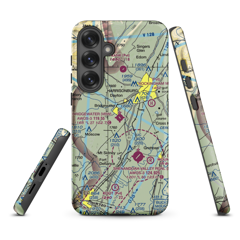 Bridgewater Air Park (VBW) VFR Sectional Samsung Phone Case Samsung Galaxy S25 Plus model shown
