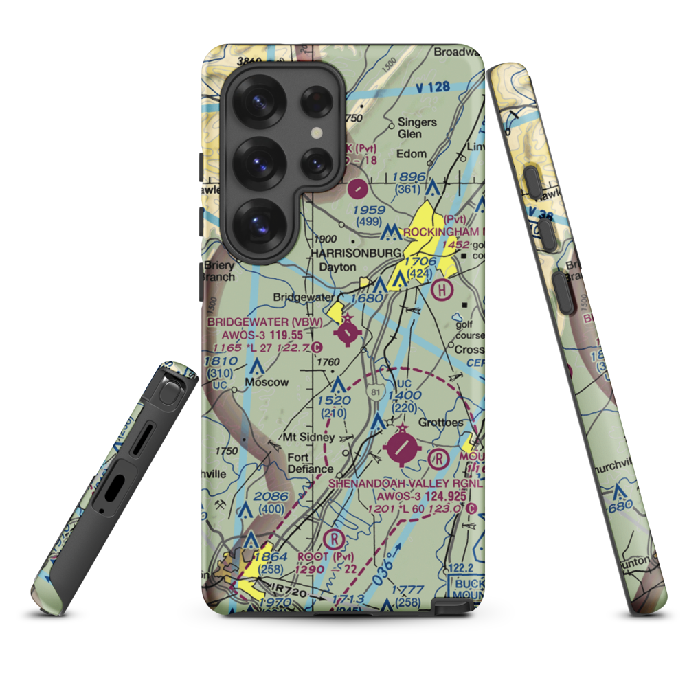 Bridgewater Air Park (VBW) VFR Sectional Samsung Phone Case Samsung Galaxy S25 Ultra model shown