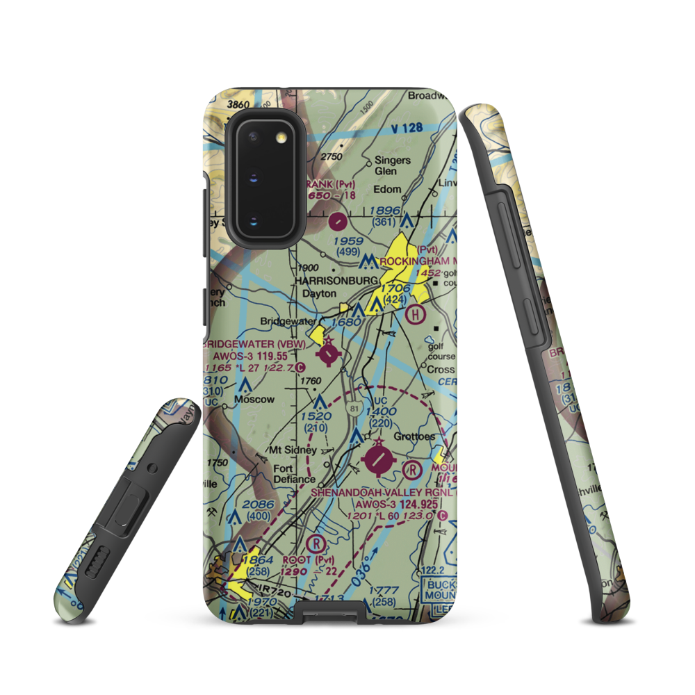 Bridgewater Air Park (VBW) VFR Sectional Samsung Phone Case Samsung Galaxy S20 model shown