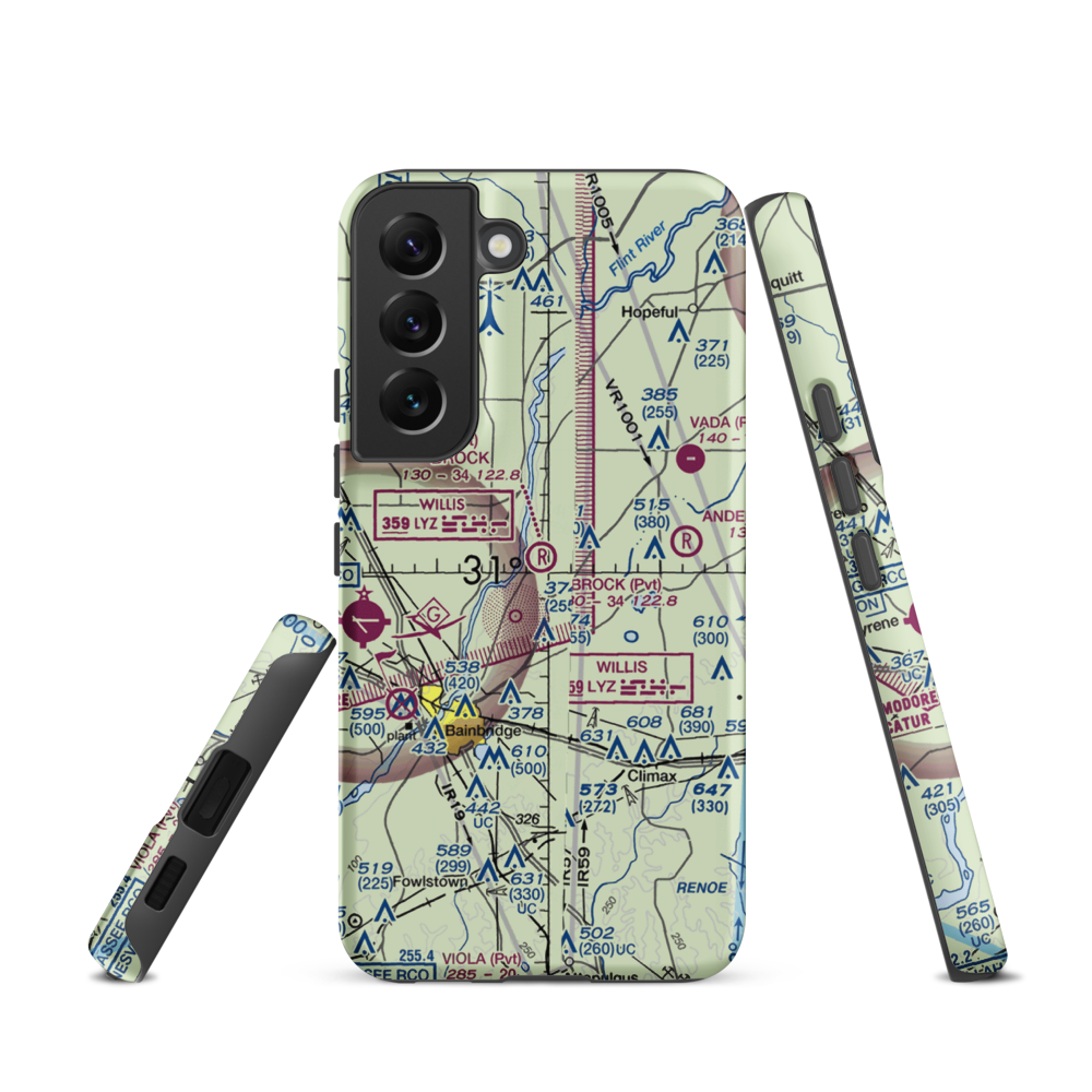 Brock Airpark (83GA) VFR Sectional Samsung Phone Case Samsung Galaxy S22 model shown