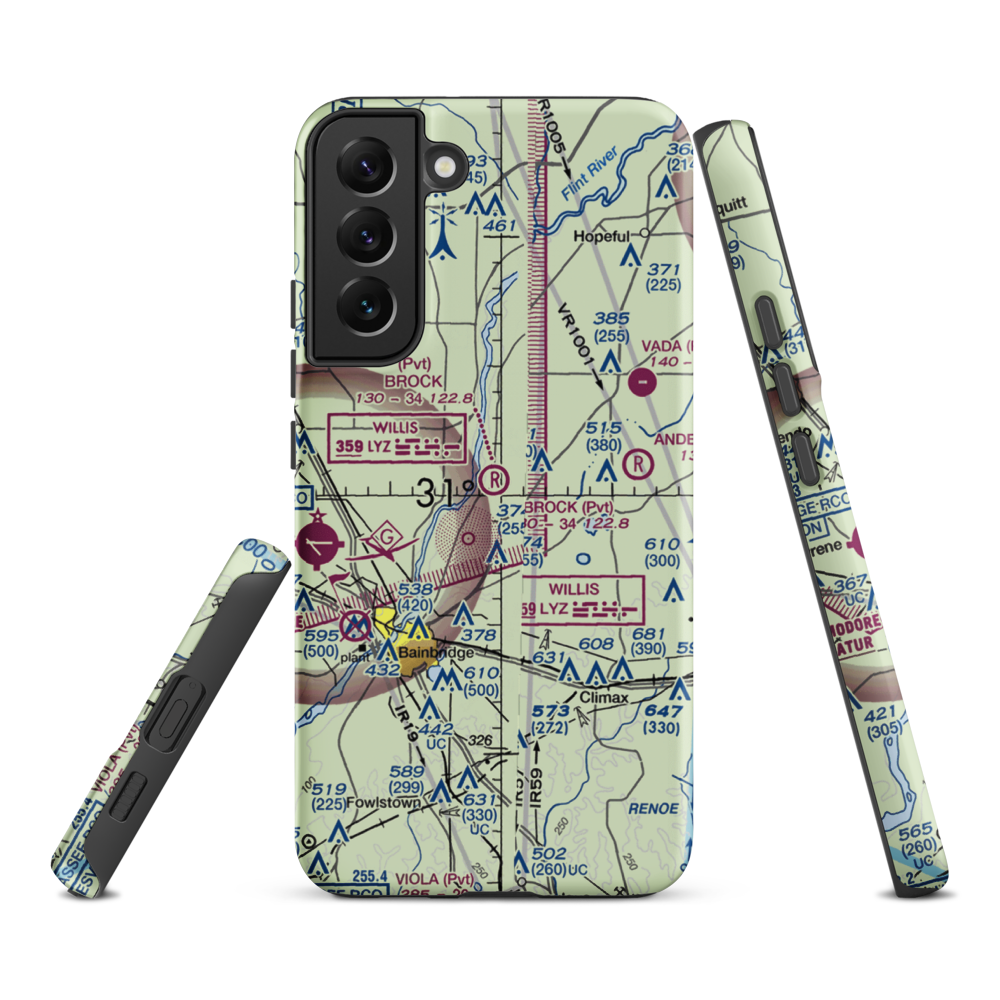 Brock Airpark (83GA) VFR Sectional Samsung Phone Case Samsung Galaxy S22 Plus model shown
