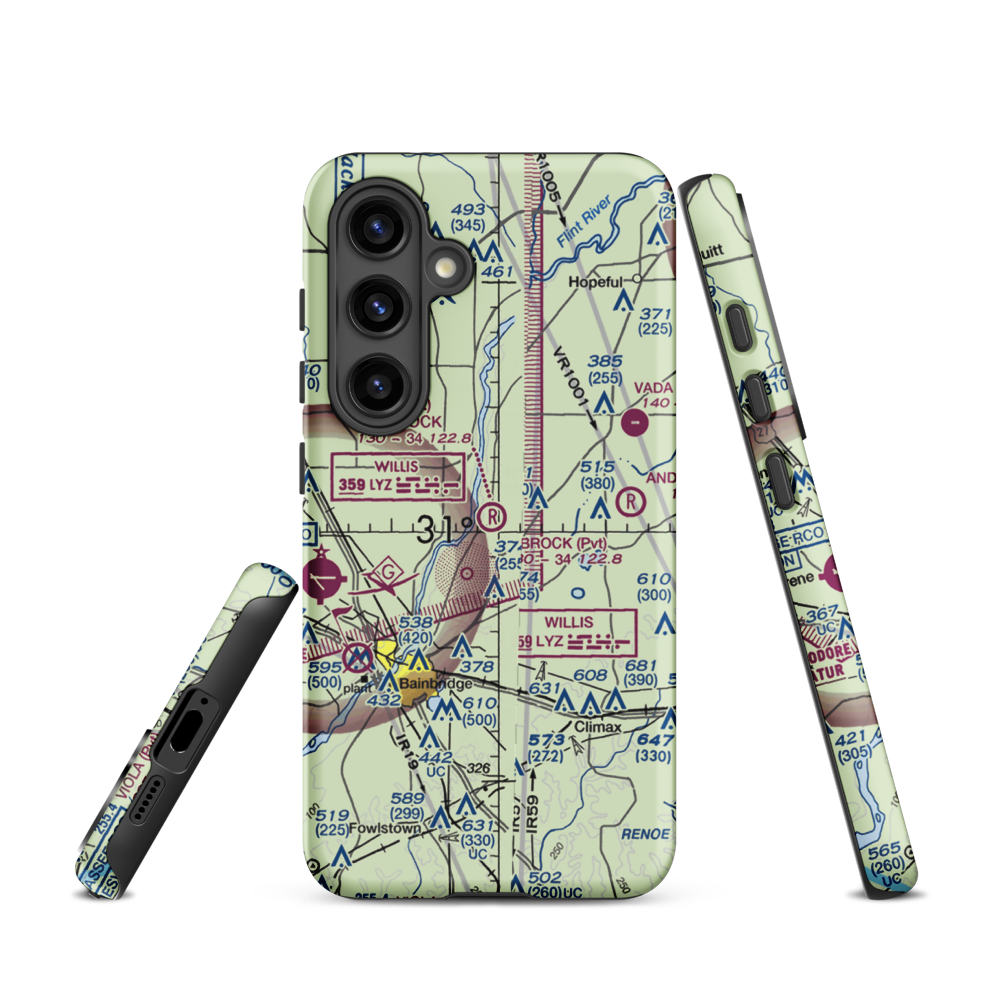 Brock Airpark (83GA) VFR Sectional Samsung Phone Case Samsung Galaxy S24 model shown