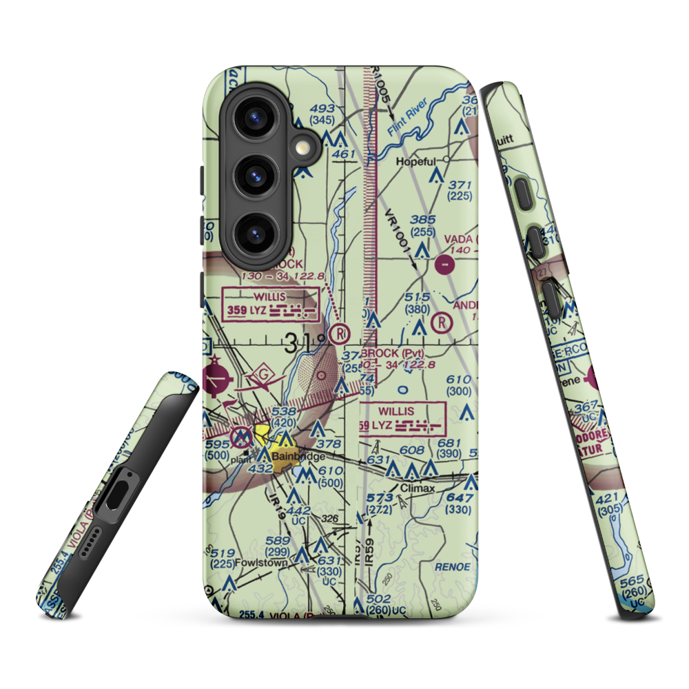 Brock Airpark (83GA) VFR Sectional Samsung Phone Case Samsung Galaxy S24 Plus model shown
