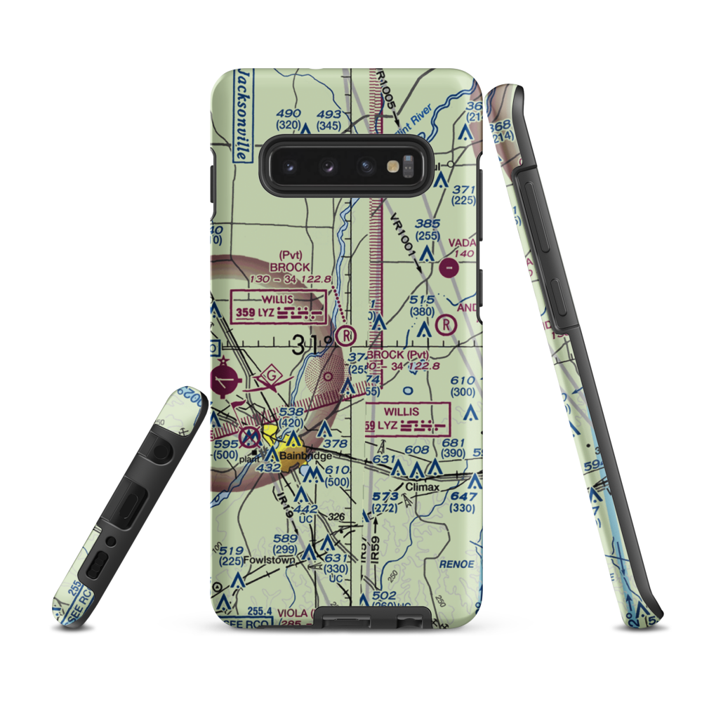 Brock Airpark (83GA) VFR Sectional Samsung Phone Case Samsung Galaxy S10 Plus model shown