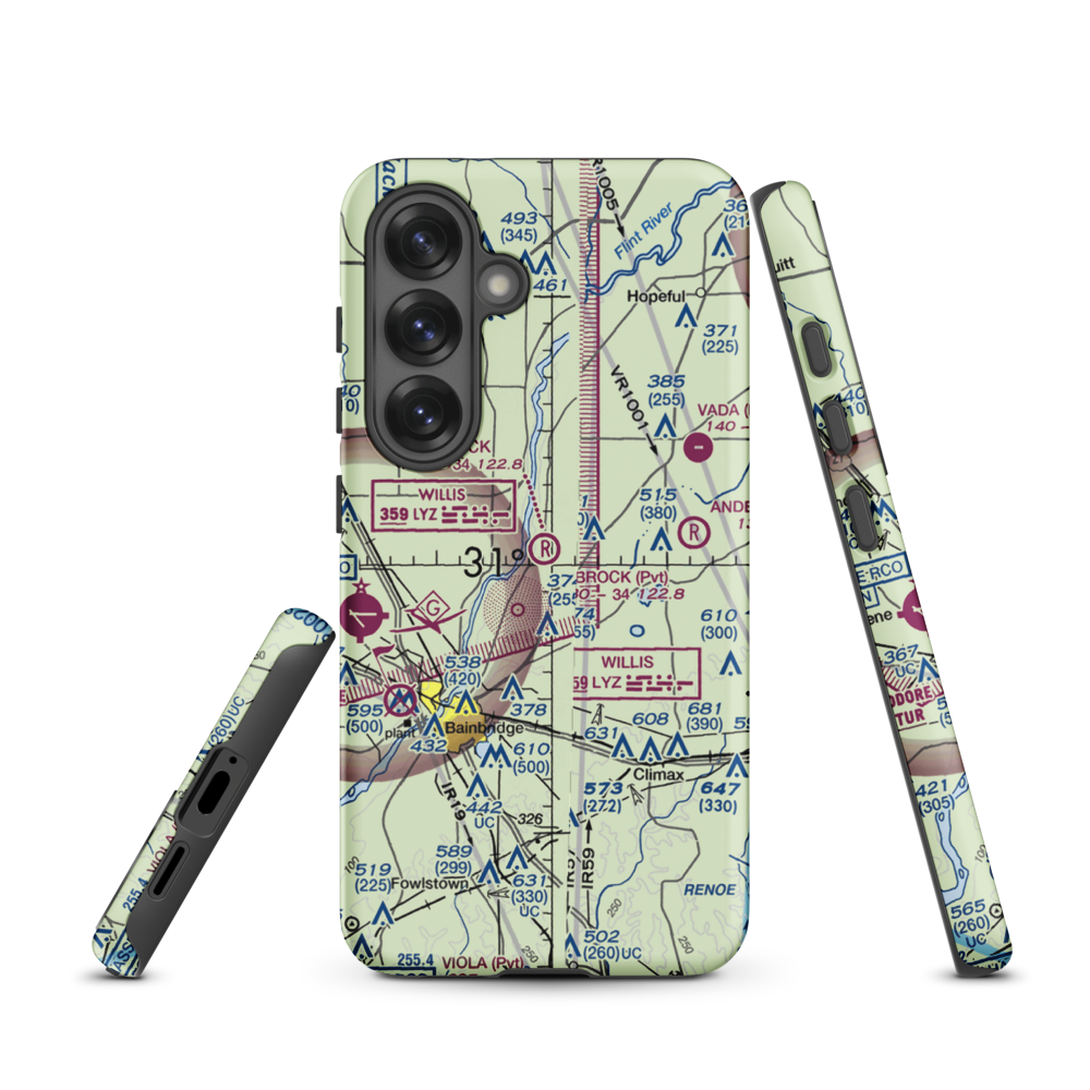 Brock Airpark (83GA) VFR Sectional Samsung Phone Case Samsung Galaxy S25 model shown