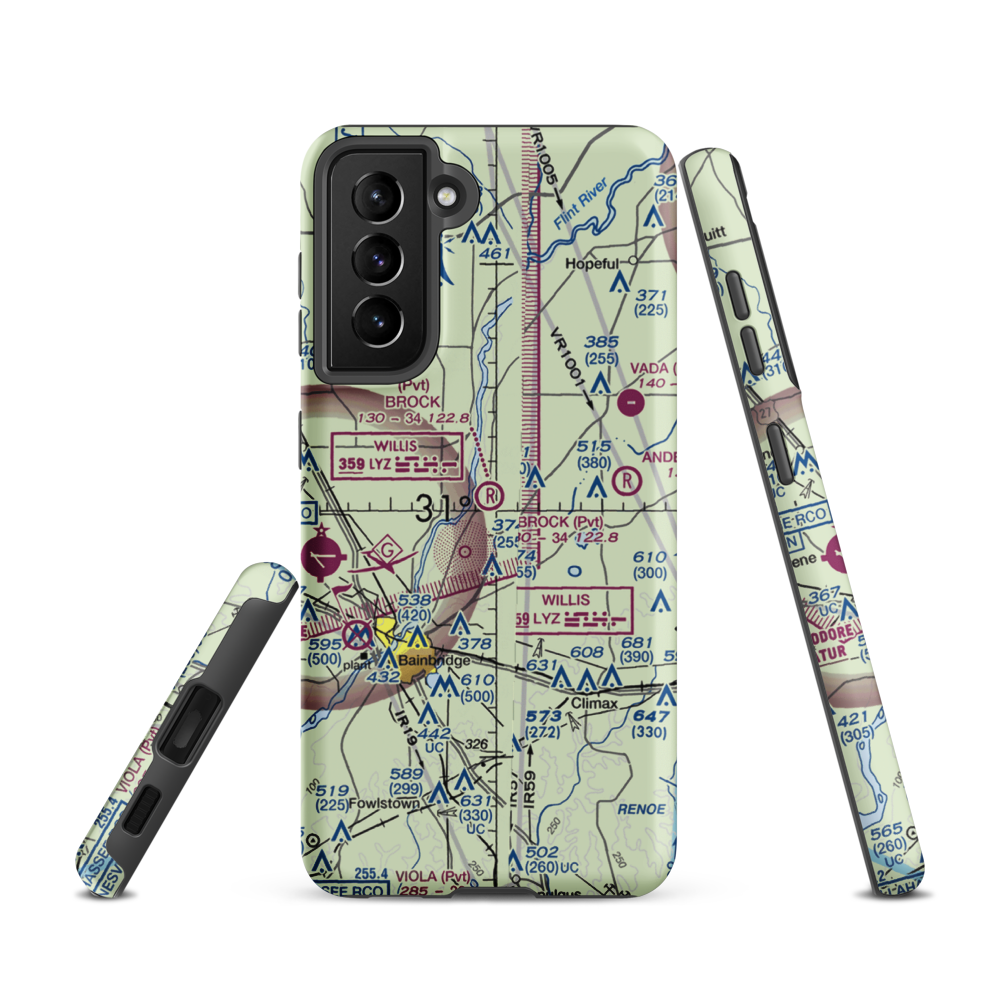 Brock Airpark (83GA) VFR Sectional Samsung Phone Case Samsung Galaxy S21 model shown