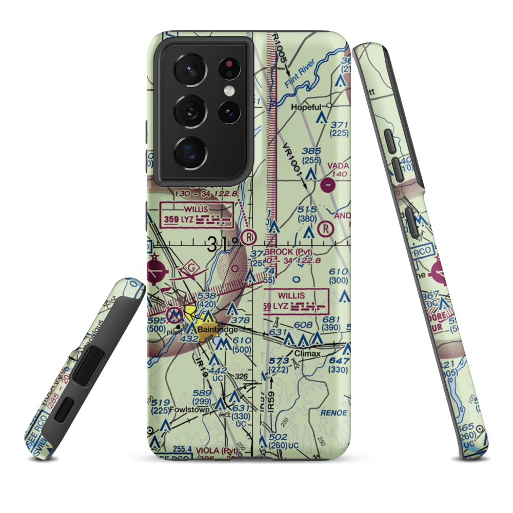 Brock Airpark (83GA) VFR Sectional Samsung Phone Case Samsung Galaxy S21 Plus model shown