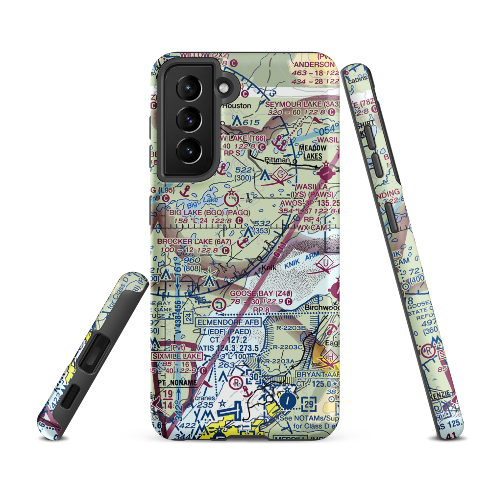 Brocker Lake Seaplane Base (6A7) VFR Sectional Samsung Phone Case Samsung Galaxy S21 FE model shown