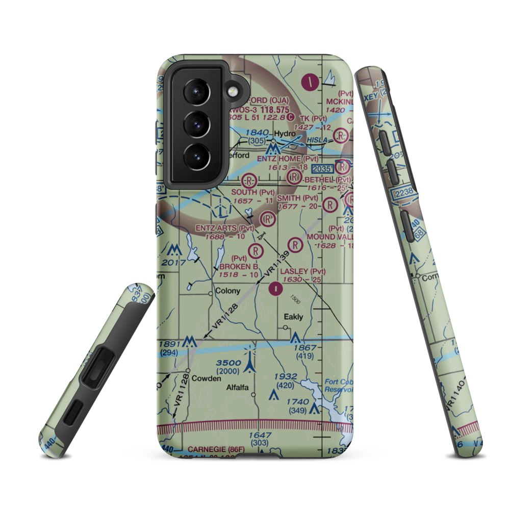 Broken B Airport (08OL) VFR Sectional Samsung Phone Case Samsung Galaxy S21 FE model shown