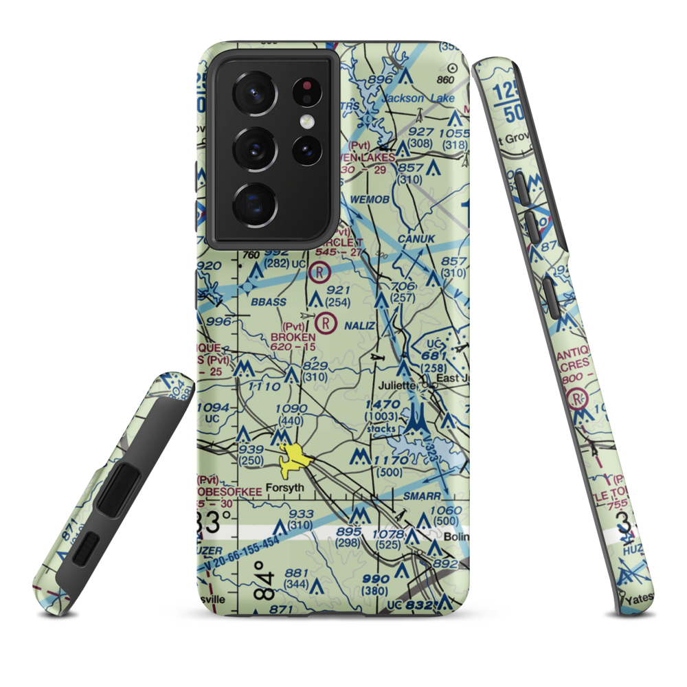 Broken Ranch Airport (GA76) VFR Sectional Samsung Phone Case Samsung Galaxy S21 Plus model shown