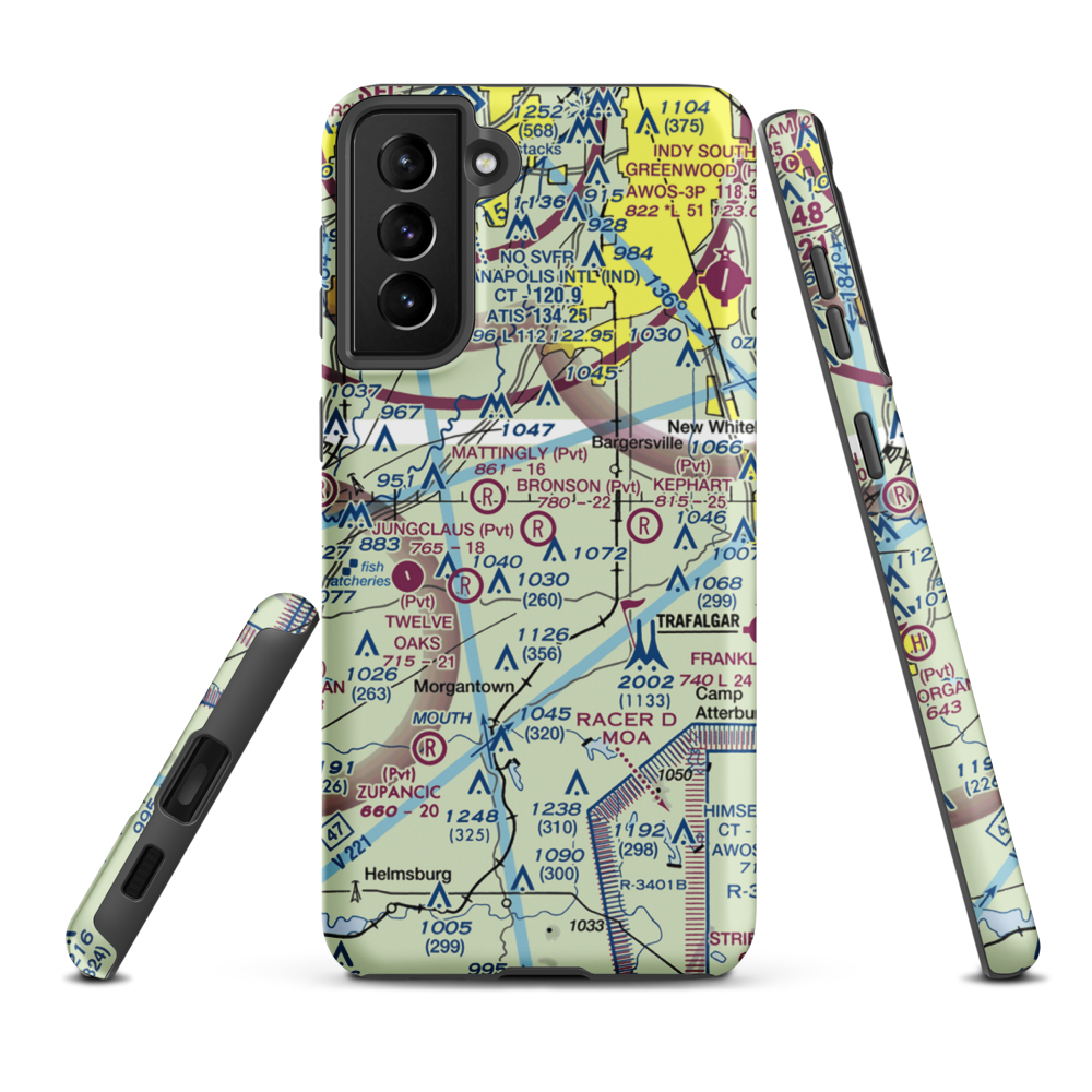 Bronson Airport (II93) VFR Sectional Samsung Phone Case Samsung Galaxy S21 Plus model shown