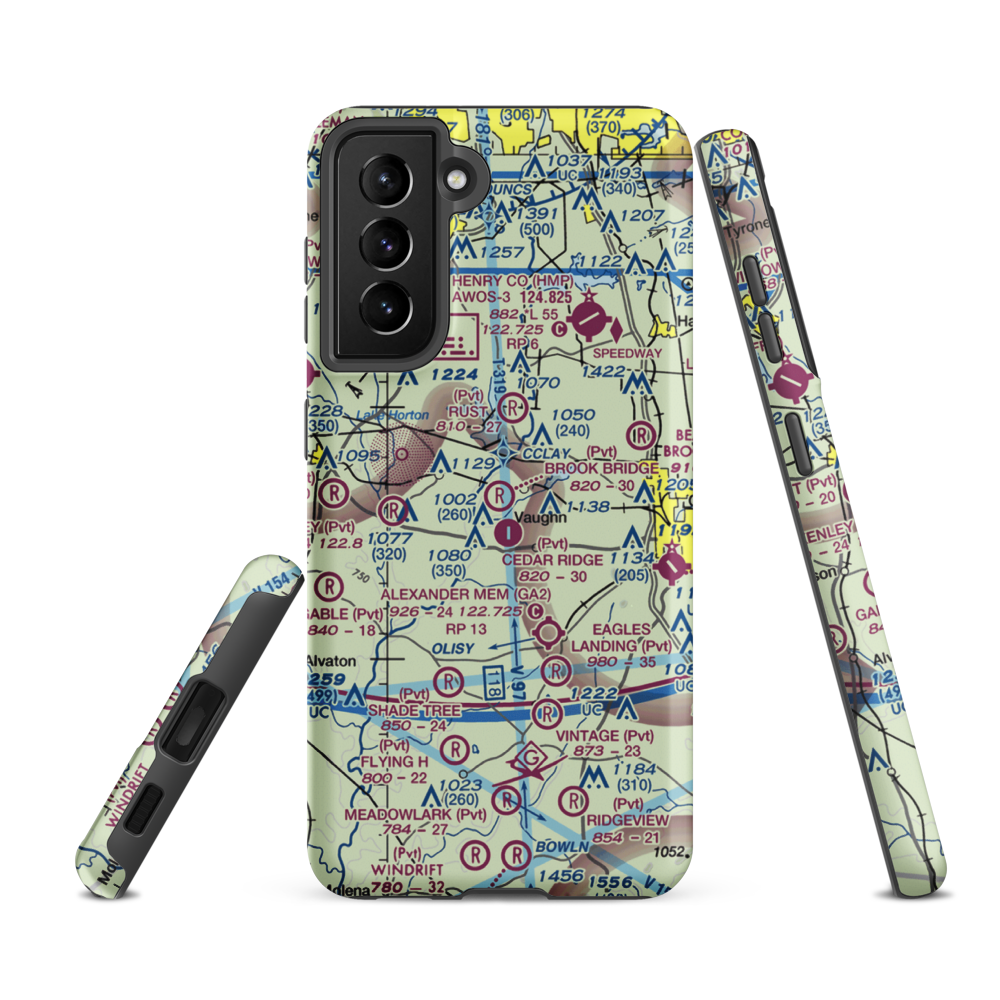 Brook Bridge Aerodrome (8GA9) VFR Sectional Samsung Phone Case Samsung Galaxy S21 FE model shown