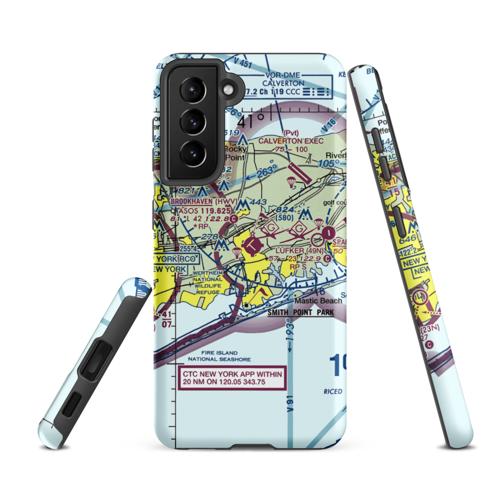 Brookhaven Airport (HWV) VFR Sectional Samsung Phone Case Samsung Galaxy S21 Ultra model shown