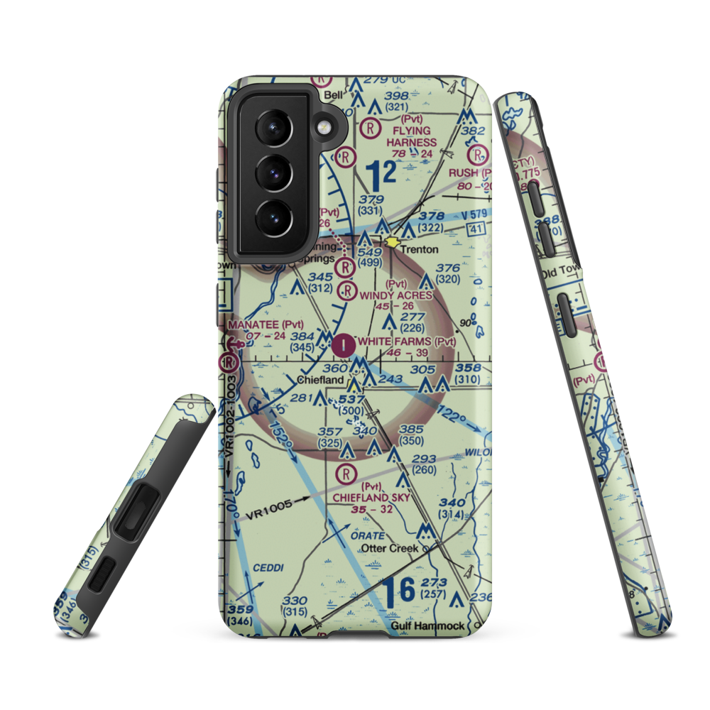 Brookins Air Strip (73FD) VFR Sectional Samsung Phone Case Samsung Galaxy S21 FE model shown