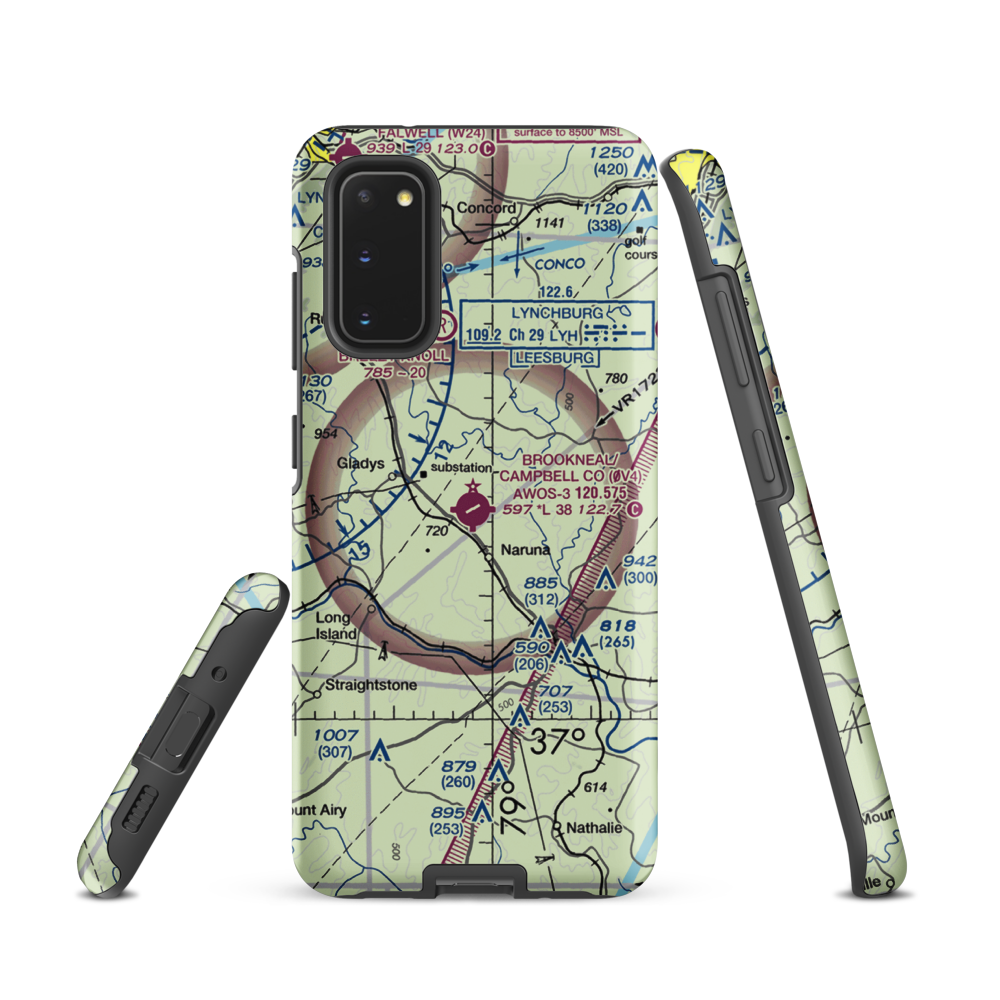 Brookneal/Campbell County Airport (0V4) VFR Sectional Samsung Phone Case Samsung Galaxy S20 model shown