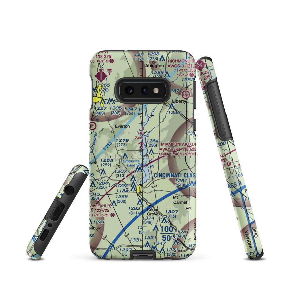 Brookville Reservoir Seaplane Base (12I) VFR Sectional Samsung Phone Case Samsung Galaxy S10e model shown