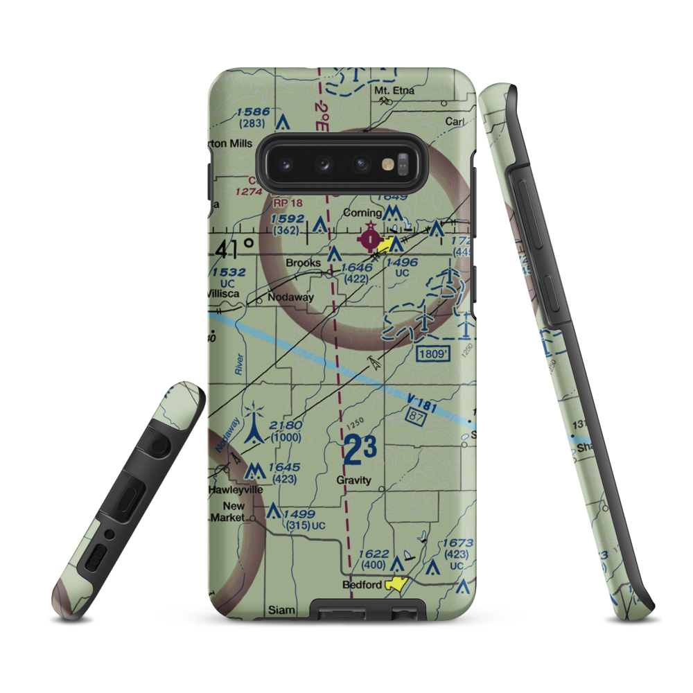Brown Truck Sales Airport (1IA0) VFR Sectional Samsung Phone Case Samsung Galaxy S10 Plus model shown