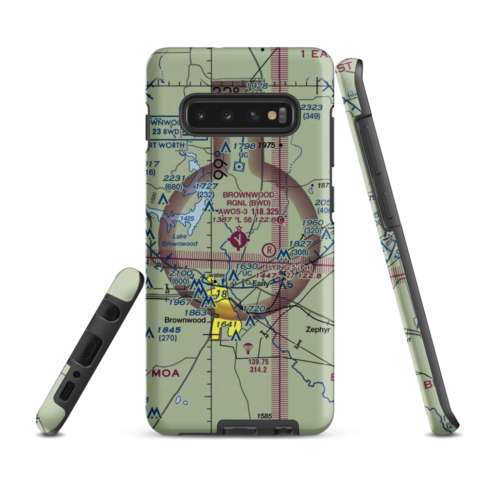 Brownwood Regional Airport (BWD) VFR Sectional Samsung Phone Case Samsung Galaxy S10 Plus model shown
