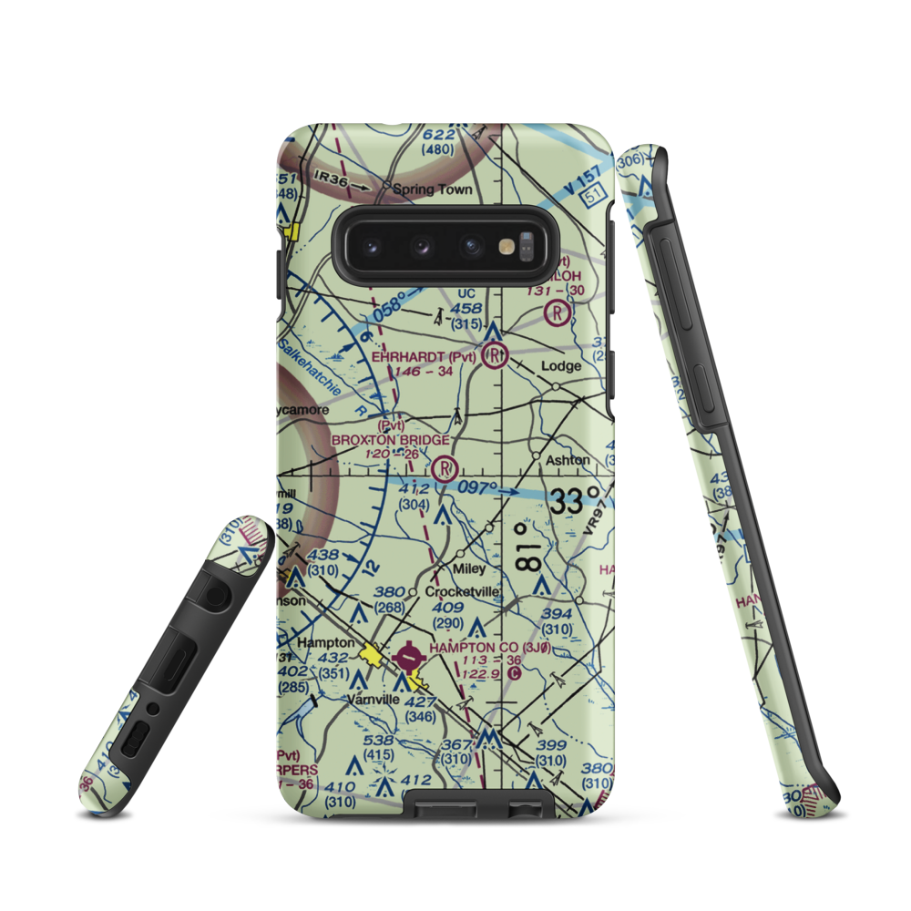 Broxton Bridge Plantation Airport (SC55) VFR Sectional Samsung Phone Case Samsung Galaxy S10 model shown