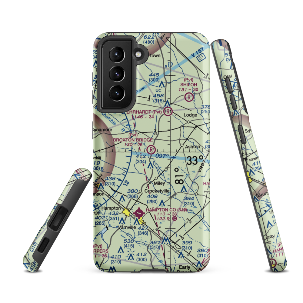 Broxton Bridge Plantation Airport (SC55) VFR Sectional Samsung Phone Case Samsung Galaxy S21 Ultra model shown