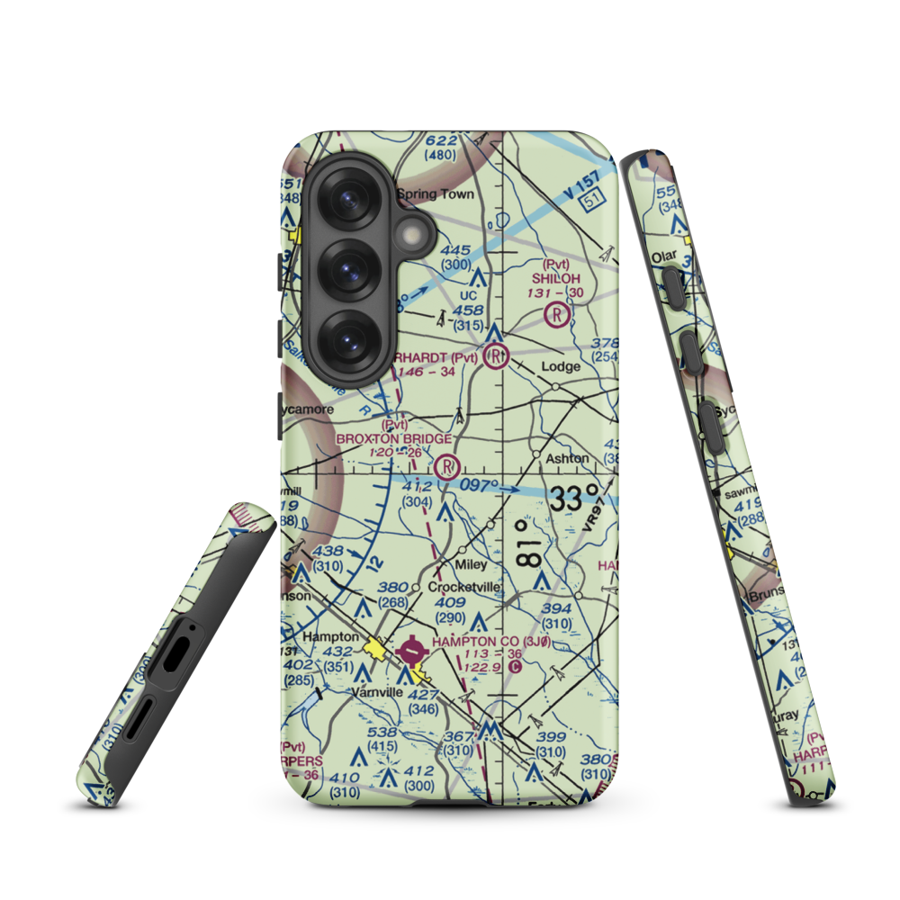 Broxton Bridge Plantation Airport (SC55) VFR Sectional Samsung Phone Case Samsung Galaxy S25 model shown
