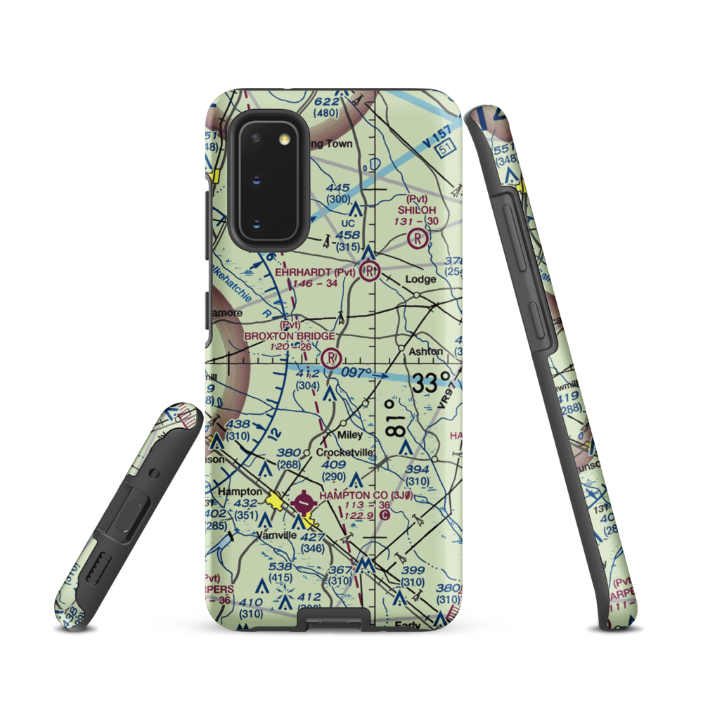 Broxton Bridge Plantation Airport (SC55) VFR Sectional Samsung Phone Case Samsung Galaxy S20 model shown