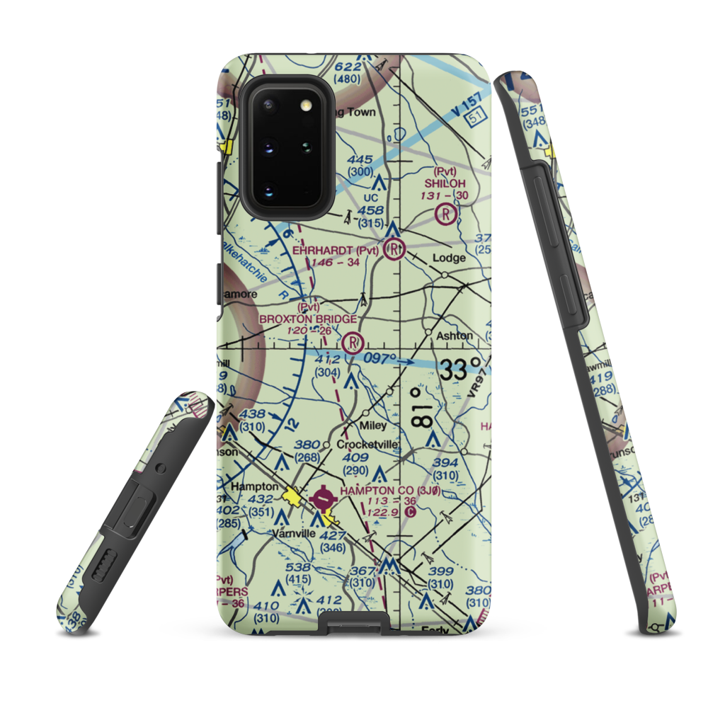 Broxton Bridge Plantation Airport (SC55) VFR Sectional Samsung Phone Case Samsung Galaxy S20 Plus model shown
