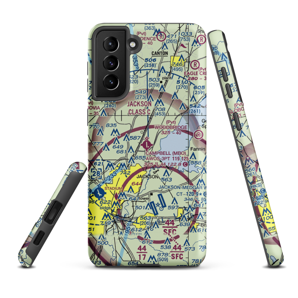 Bruce Campbell Field (MBO) VFR Sectional Samsung Phone Case Samsung Galaxy S21 Plus model shown