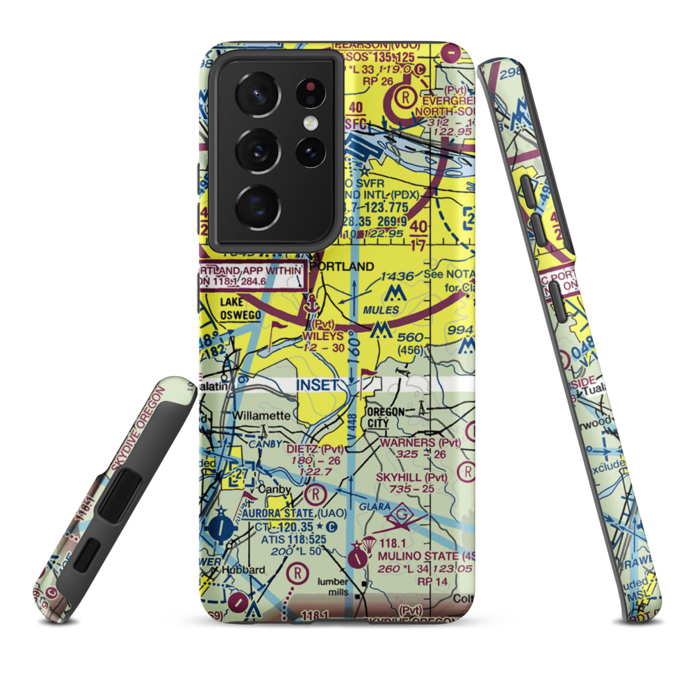 Bruce's Airport (07OR) VFR Sectional Samsung Phone Case Samsung Galaxy S21 Plus model shown