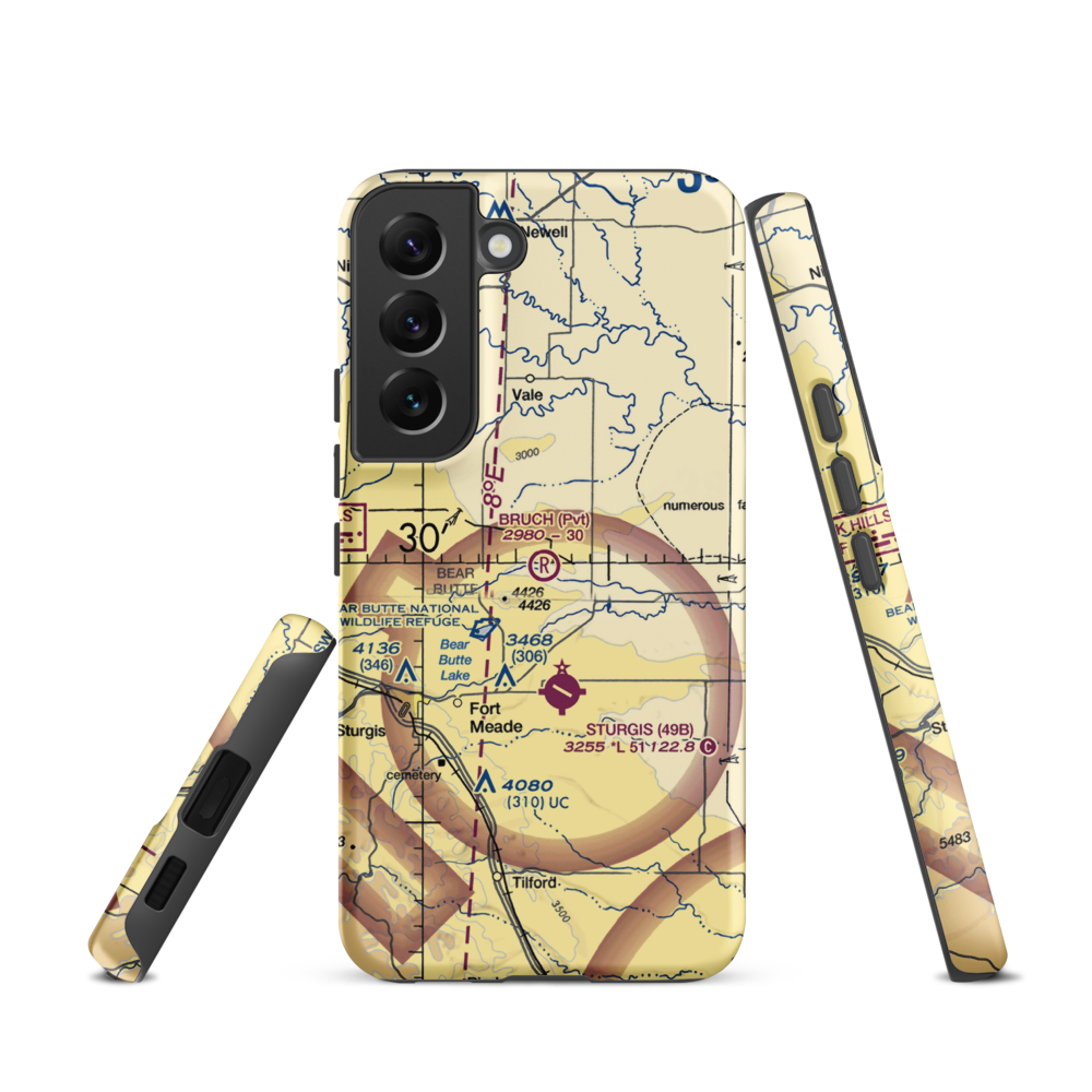Bruch Airfield (SD35) VFR Sectional Samsung Phone Case Samsung Galaxy S22 model shown