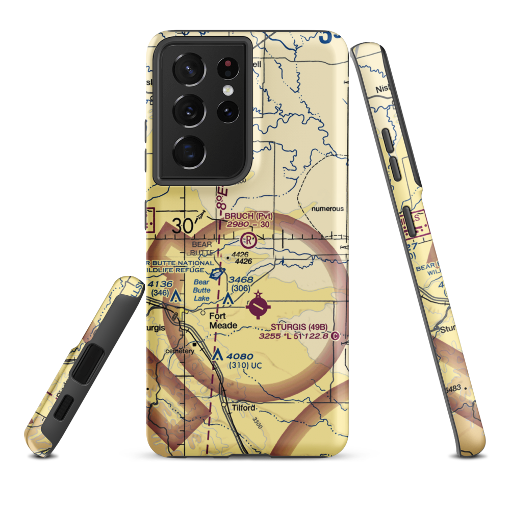 Bruch Airfield (SD35) VFR Sectional Samsung Phone Case Samsung Galaxy S21 Plus model shown
