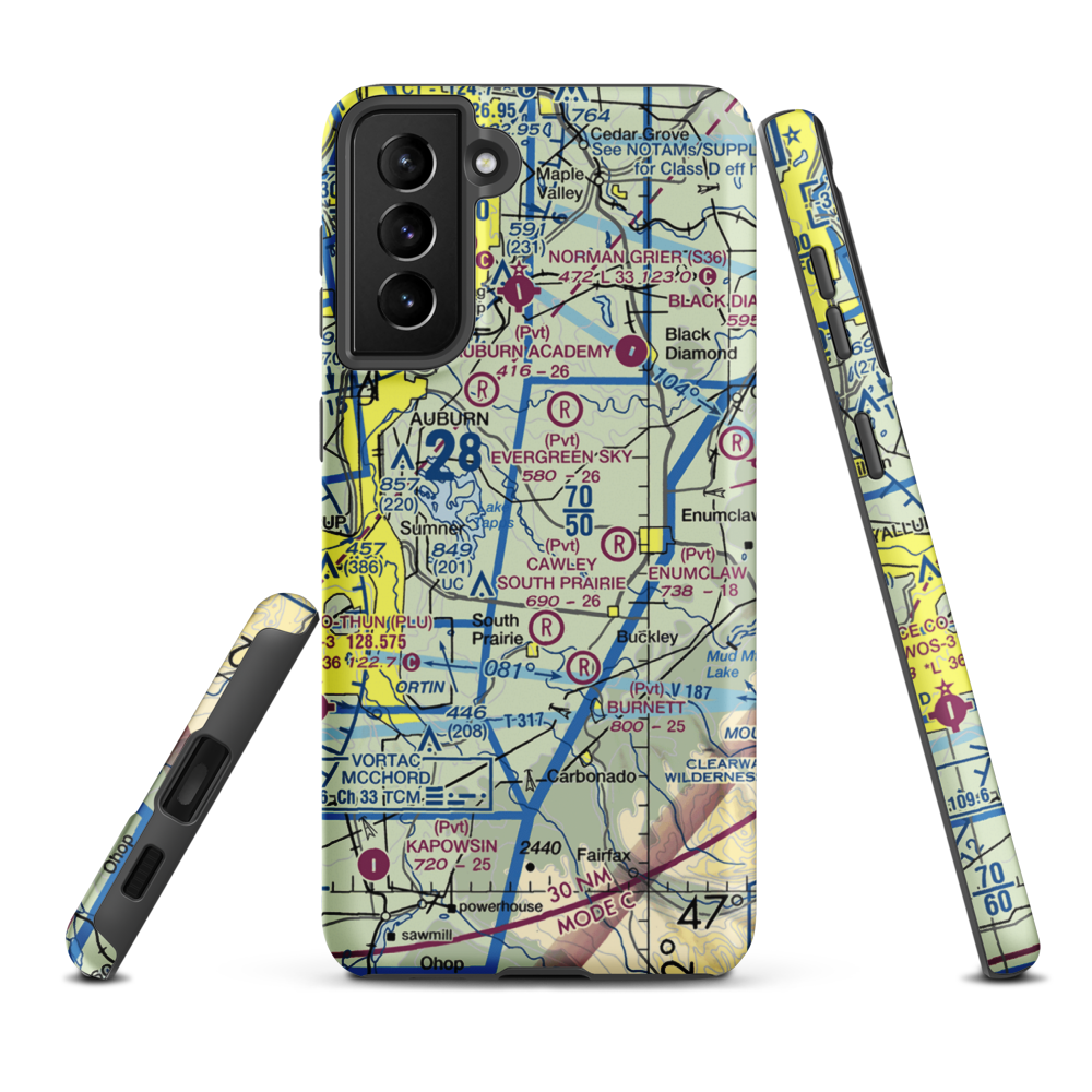 Bryan Airport (WN87) VFR Sectional Samsung Phone Case Samsung Galaxy S21 Plus model shown