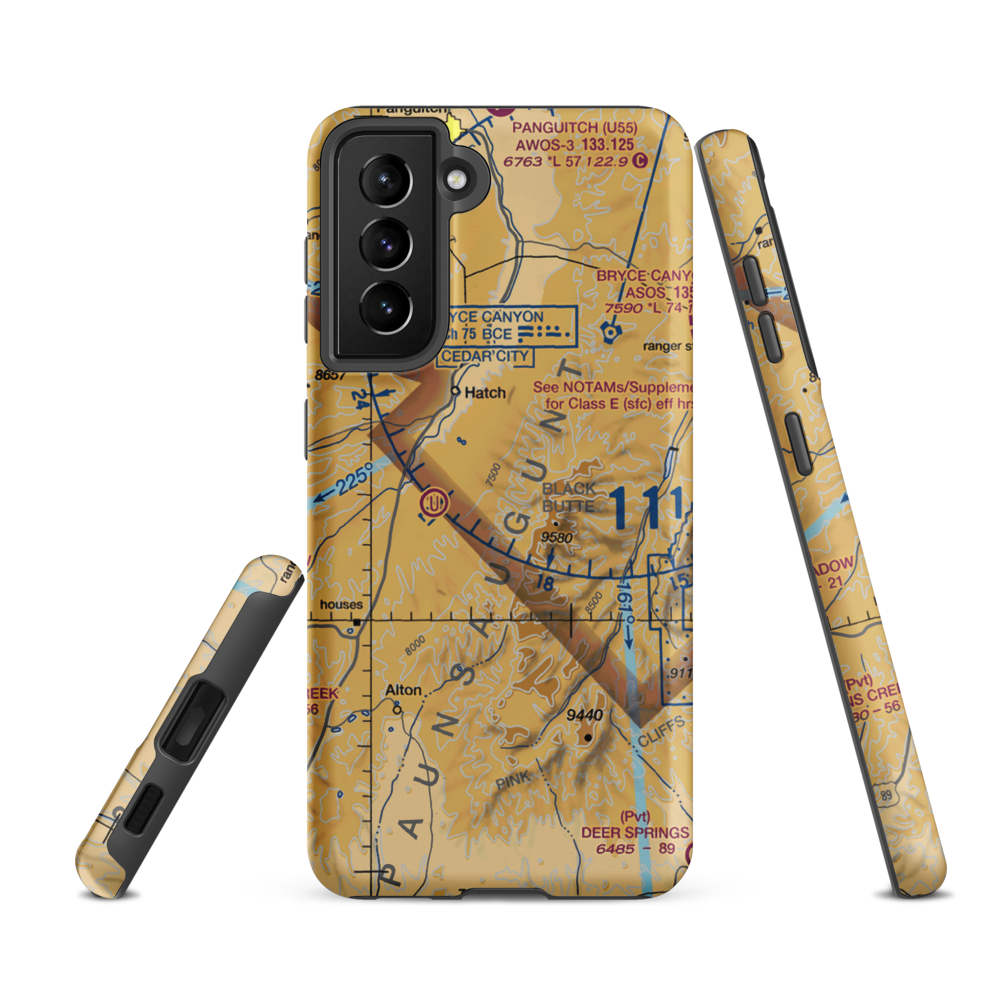 Bryce Woodland Estates Landing Strip (UT26) VFR Sectional Samsung Phone Case Samsung Galaxy S21 FE model shown
