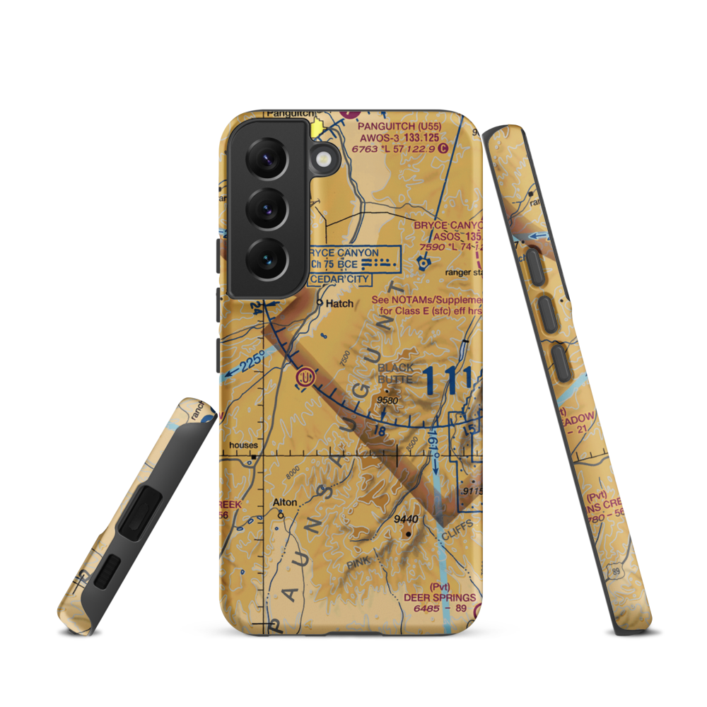 Bryce Woodland Estates Landing Strip (UT26) VFR Sectional Samsung Phone Case Samsung Galaxy S22 model shown