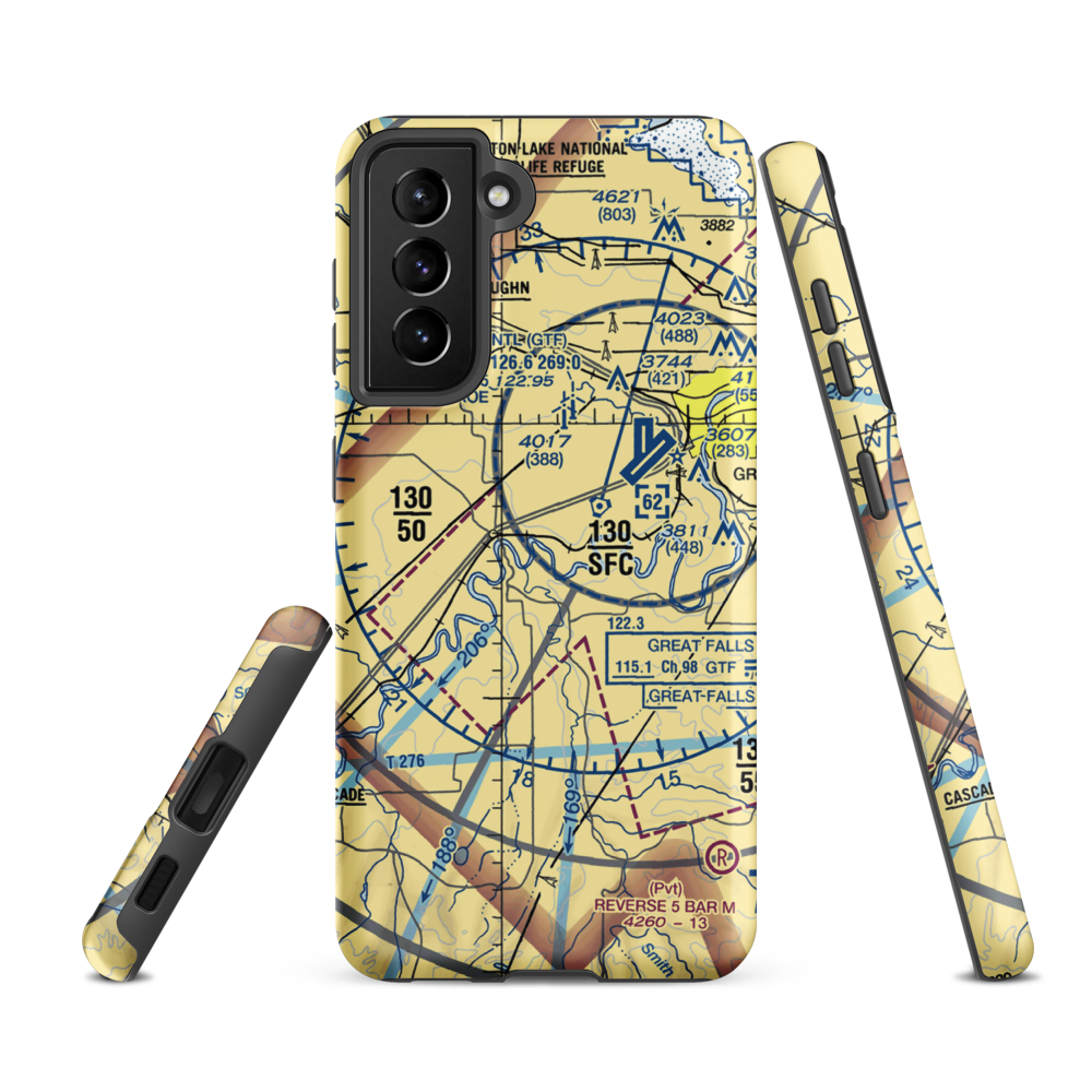 Buchanan Ranch Airport (MT75) VFR Sectional Samsung Phone Case Samsung Galaxy S21 FE model shown